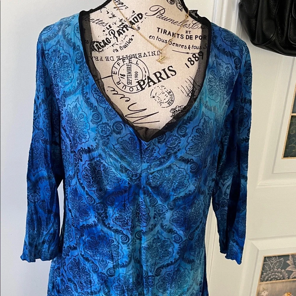 Elegant Blue Long Sleeve Dress - Picture 9 of 16